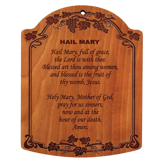 10" Hail Mary Carved Wood Plaque