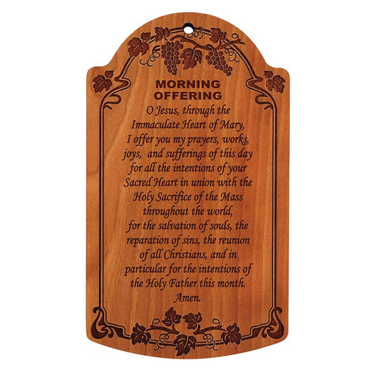 7" Morning Offering Carved Wood Plaque