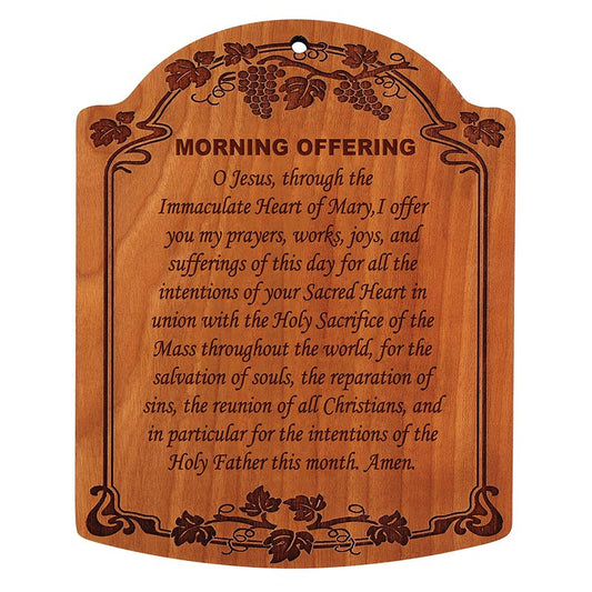10" Morning Offering Carved Wood Plaque