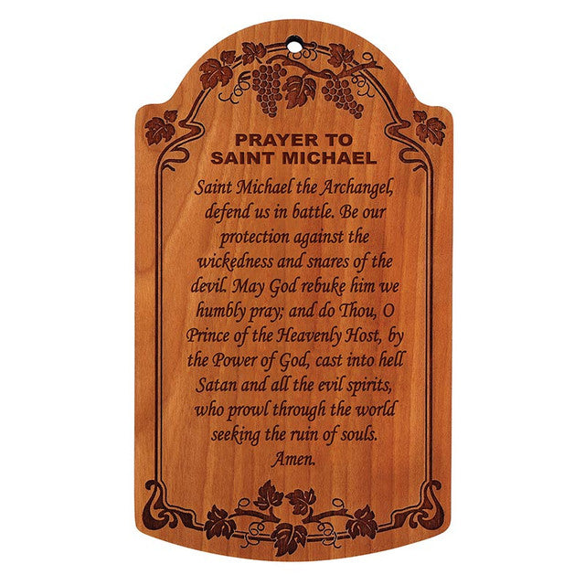 7" Prayer to St. Michael Carved Wood Plaque