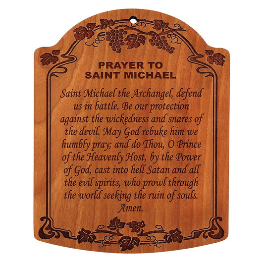 10" Prayer to St. Michael Carved Wood Plaque