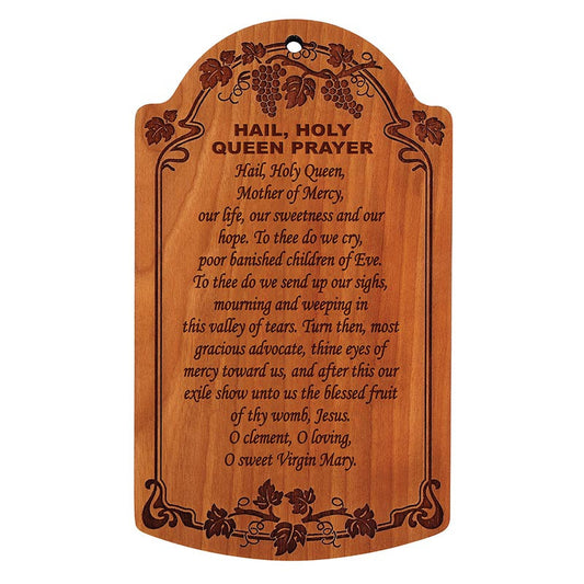 7" Hail, Holy Queen Carved Wood Plaque