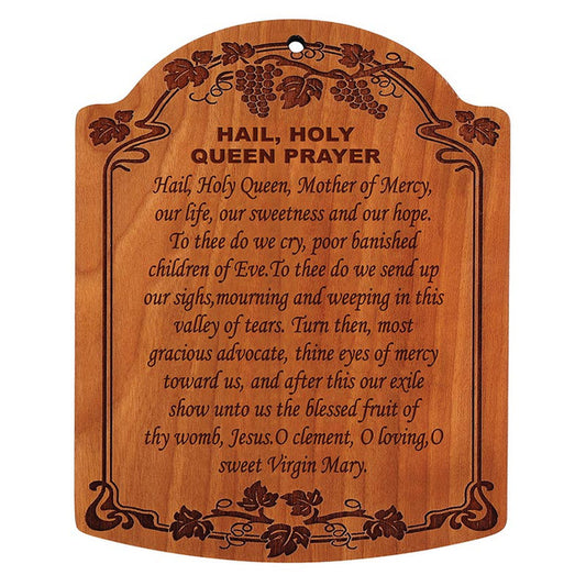 10" Hail, Holy Queen Carved Wood Plaque