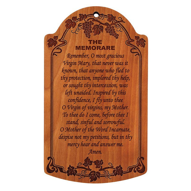7" The Memorare Carved Wood Plaque