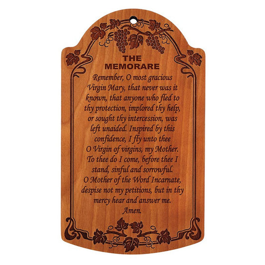 7" The Memorare Carved Wood Plaque