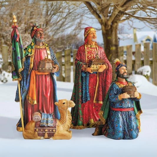 Real Life Outdoor Nativity Three Kings and Sitting Camel