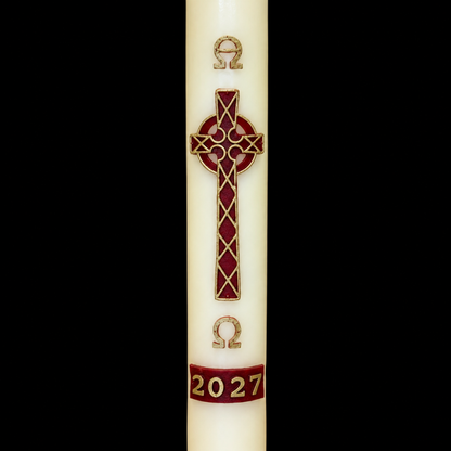 Red Celtic Cross Paschal Candle