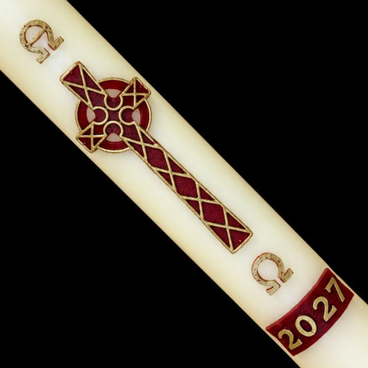 Red Celtic Cross Paschal Candle