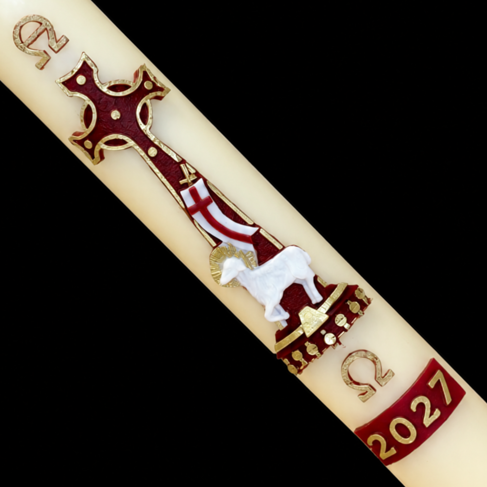 Red Lamb of God Paschal Candle