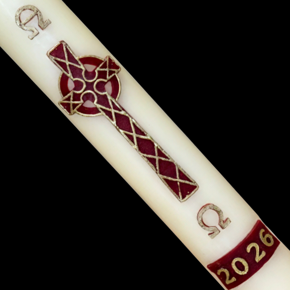 Red Celtic Cross Paschal Candle