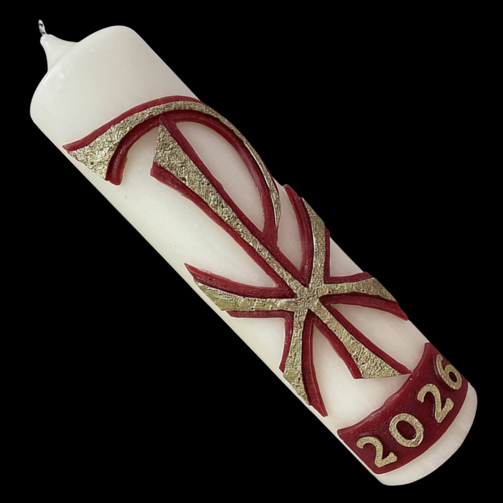 Red Chi Rho Home Paschal Candle