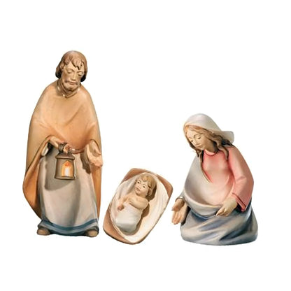 Holy Family Nativity in Maple Wood, Hand-Carved from Val Gardena