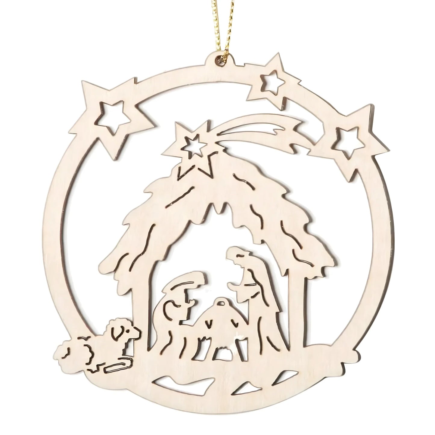 Holy Family Christmas Carved Wooden Decoration