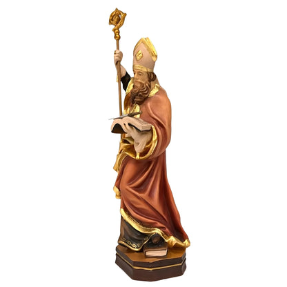 Saint Boniface Bishop with Crozier and Book, Wood Carving from Val Gardena