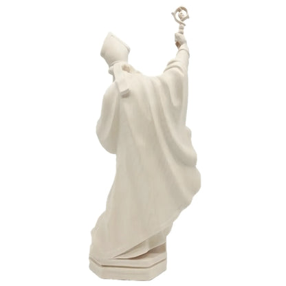 Saint Boniface Bishop with Crozier and Book, Wood Carving from Val Gardena