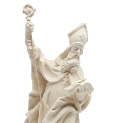 Saint Boniface Bishop with Crozier and Book, Wood Carving from Val Gardena