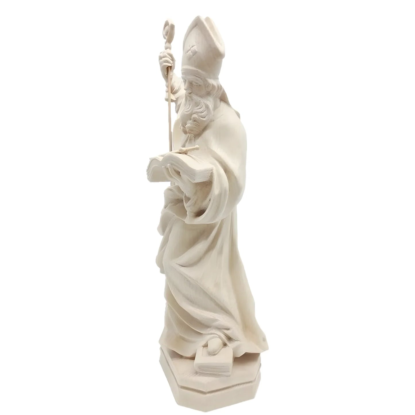 Saint Boniface Bishop with Crozier and Book, Wood Carving from Val Gardena