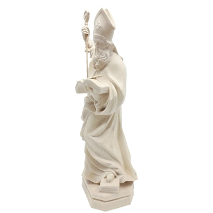Saint Boniface Bishop with Crozier and Book, Wood Carving from Val Gardena