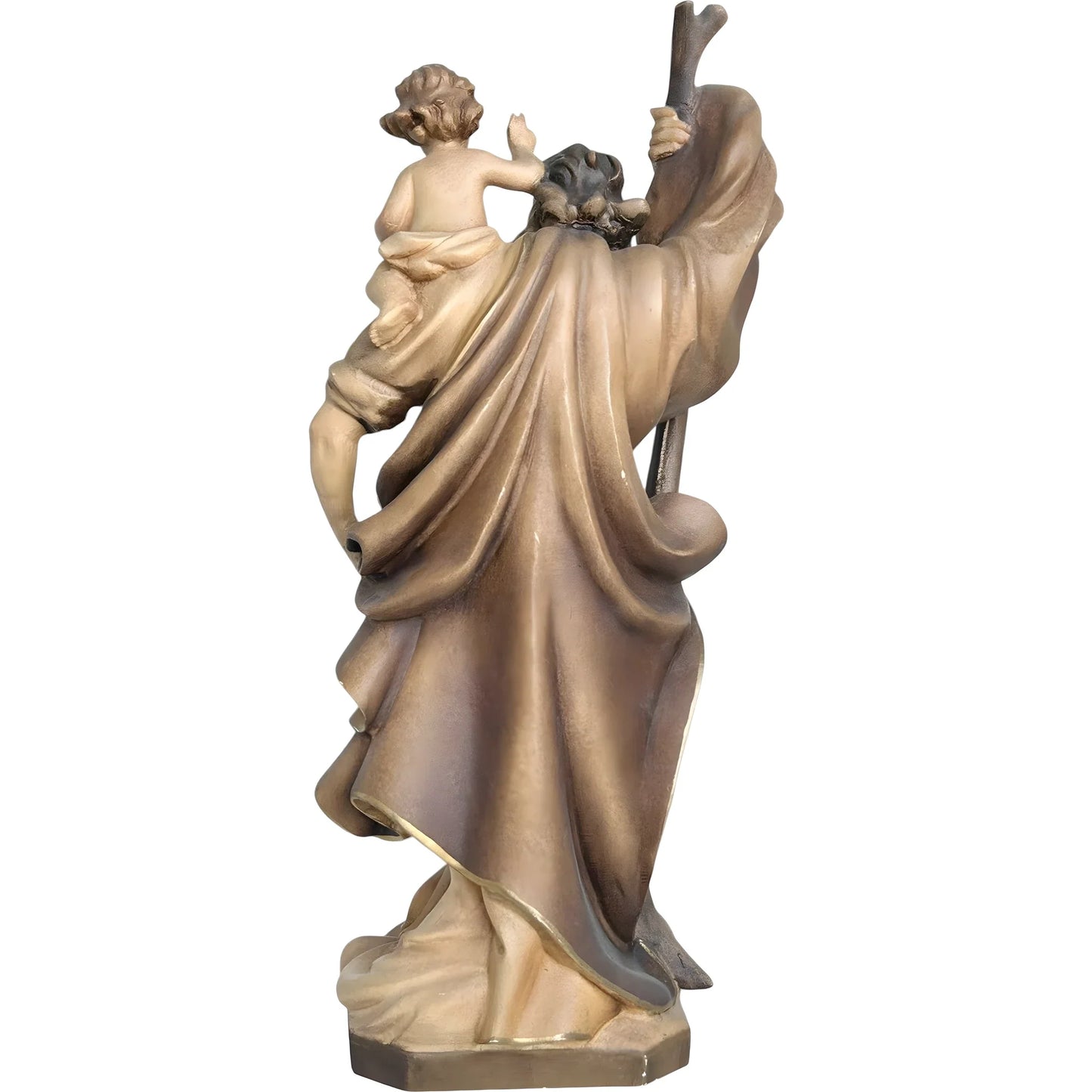 Saint Christopher, Patron Saint of Travelers, Wood Carving from Val Gardena
