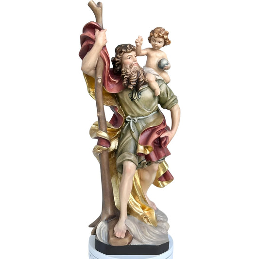 Saint Christopher, Patron Saint of Travelers, Wood Carving from Val Gardena