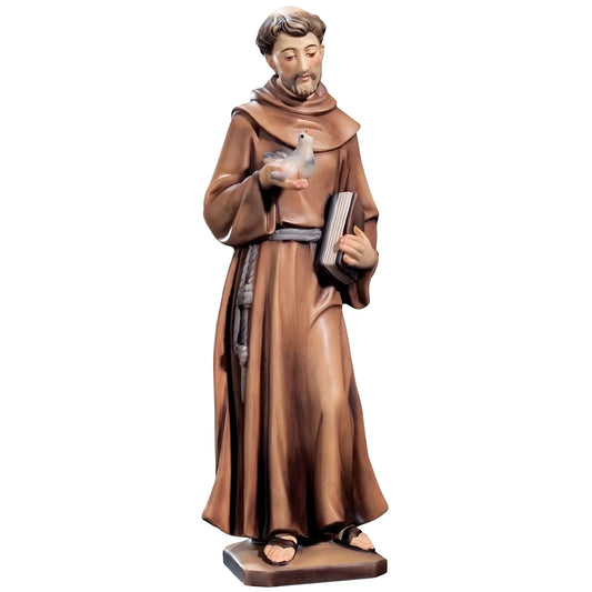 Saint Francis with Dove, Fiberglass Sculpture Val Gardena
