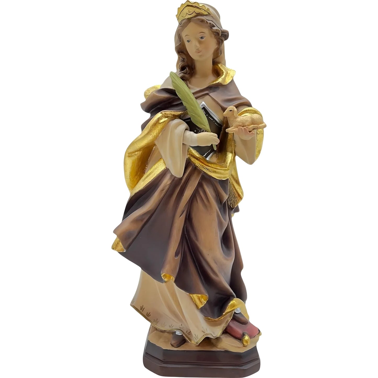 Sculpture Saint Agnes in Maple and Linden Wood
