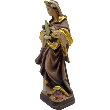 Sculpture Saint Agnes in Maple and Linden Wood