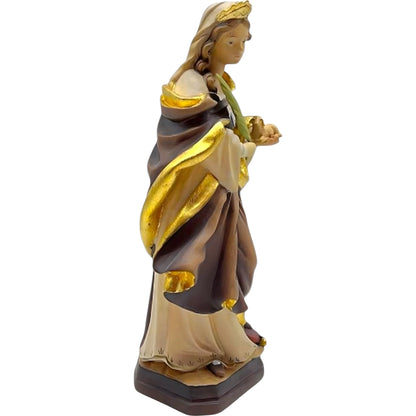 Sculpture Saint Agnes in Maple and Linden Wood