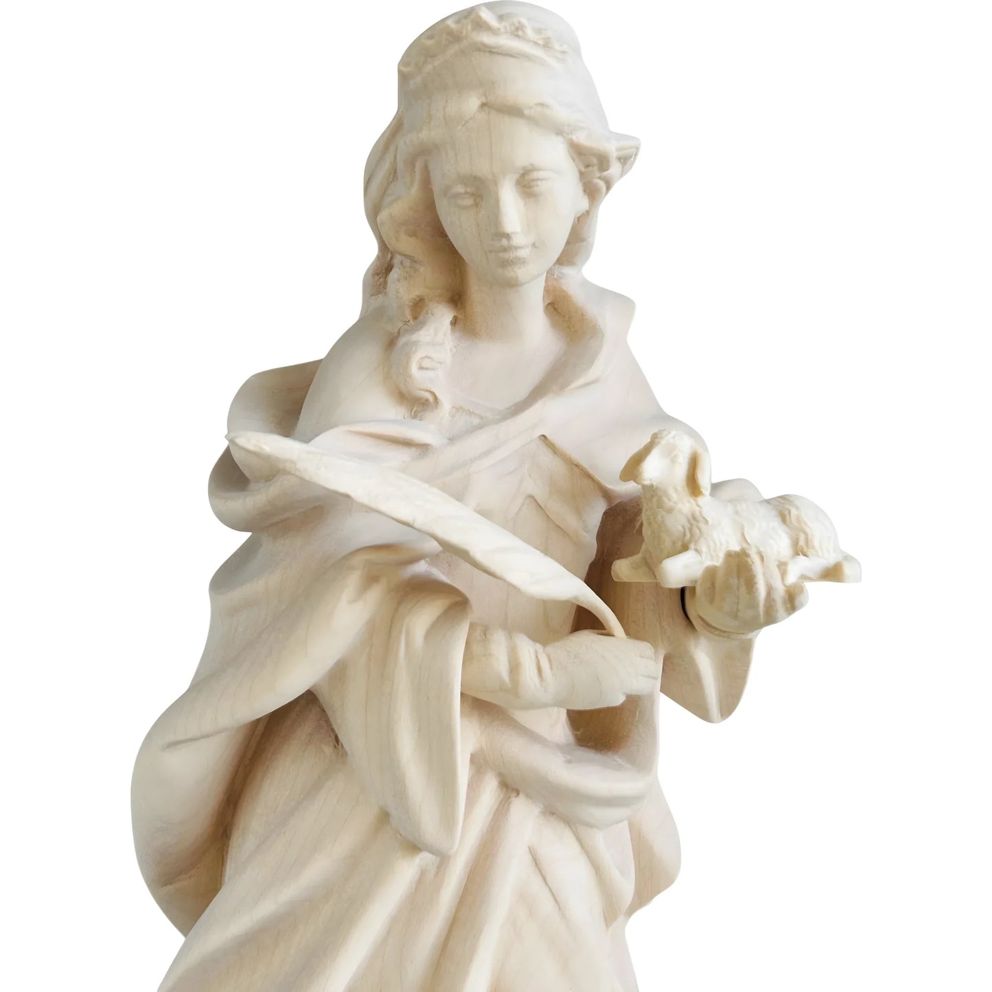 Sculpture Saint Agnes in Maple and Linden Wood