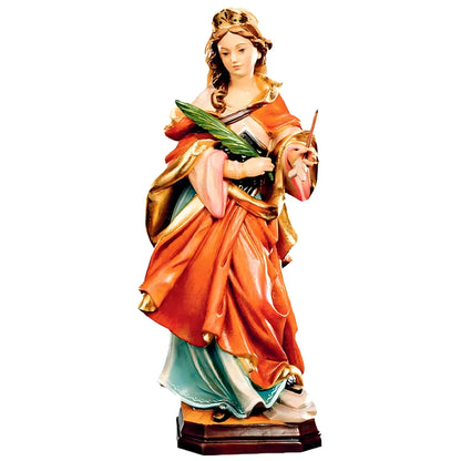 Saint Ursula Guide and Martyr, Hand-Carved Wood Statue from Val Gardena