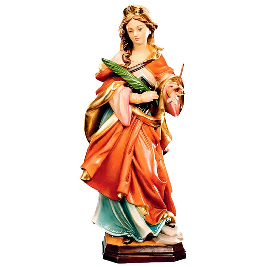 Saint Ursula Guide and Martyr, Hand-Carved Wood Statue from Val Gardena