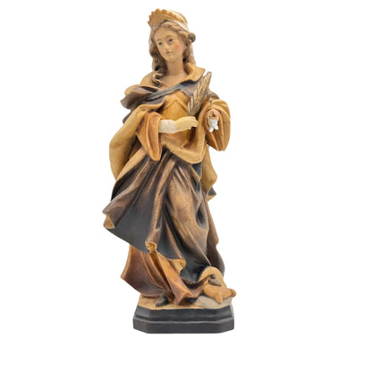 Saint Ursula Guide and Martyr, Hand-Carved Wood Statue from Val Gardena