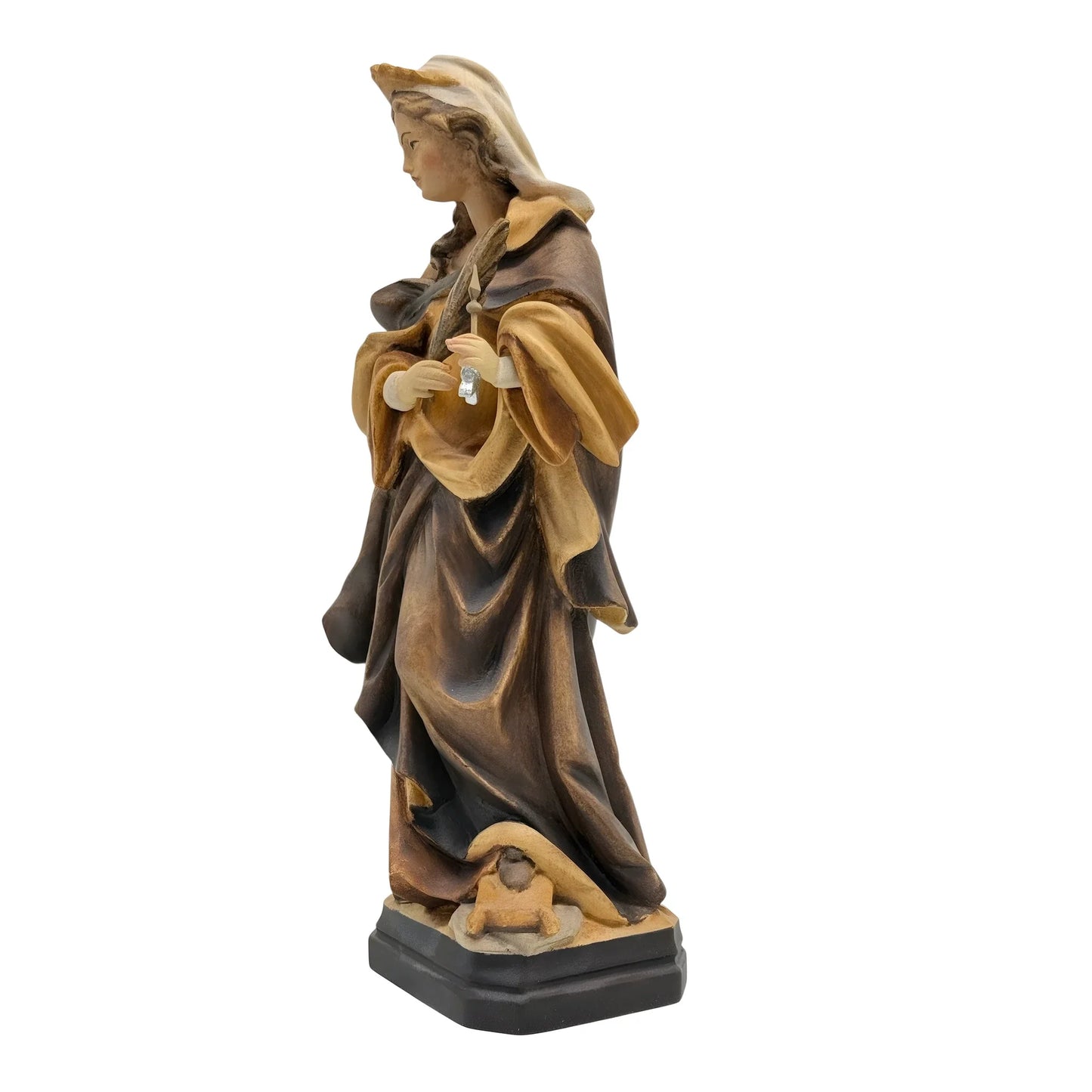 Saint Ursula Guide and Martyr, Hand-Carved Wood Statue from Val Gardena