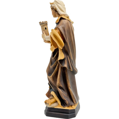 Santa Barbara with Tower: Handcrafted Wood Carving from Val Gardena