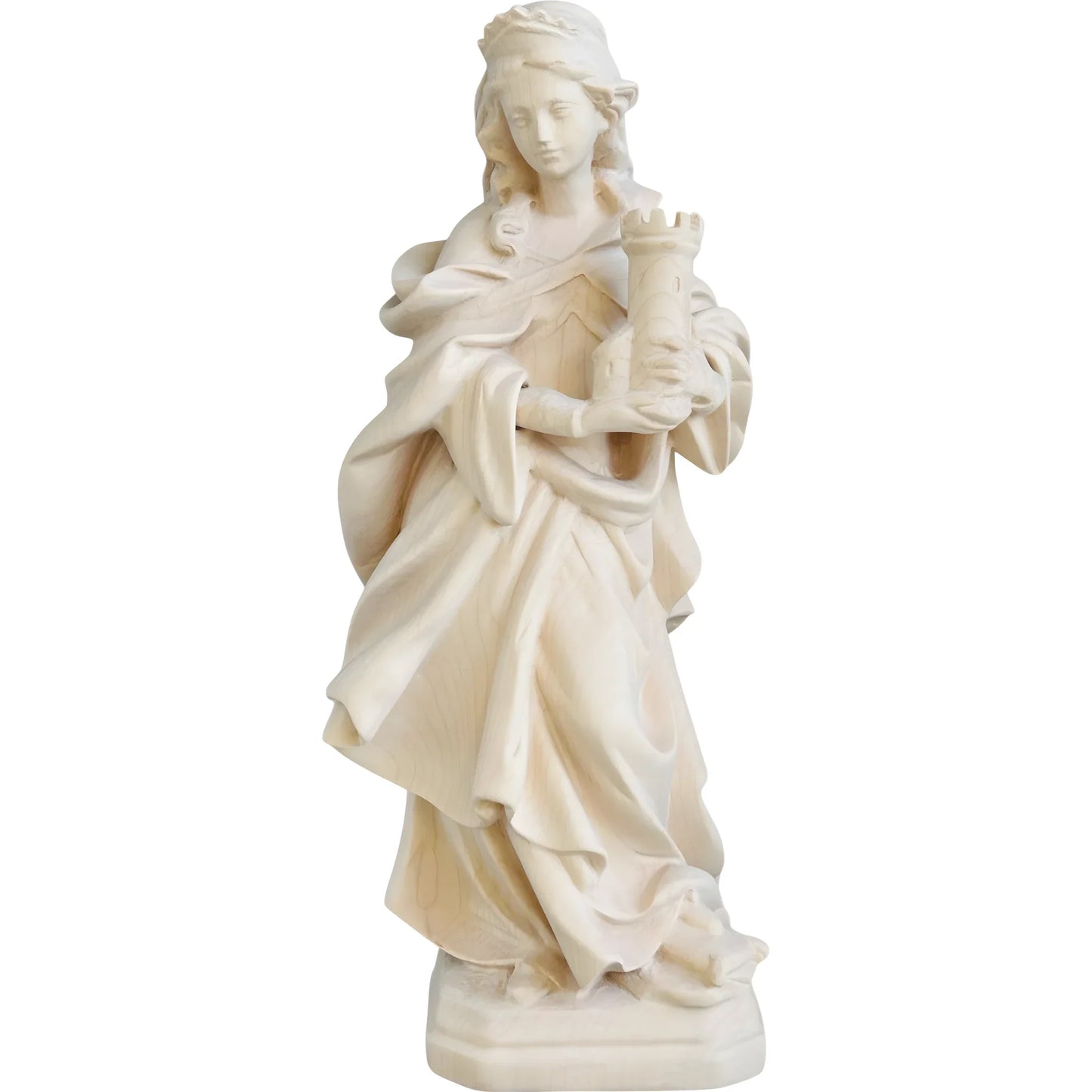 Santa Barbara with Tower: Handcrafted Wood Carving from Val Gardena