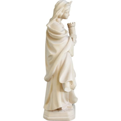 Santa Barbara with Tower: Handcrafted Wood Carving from Val Gardena