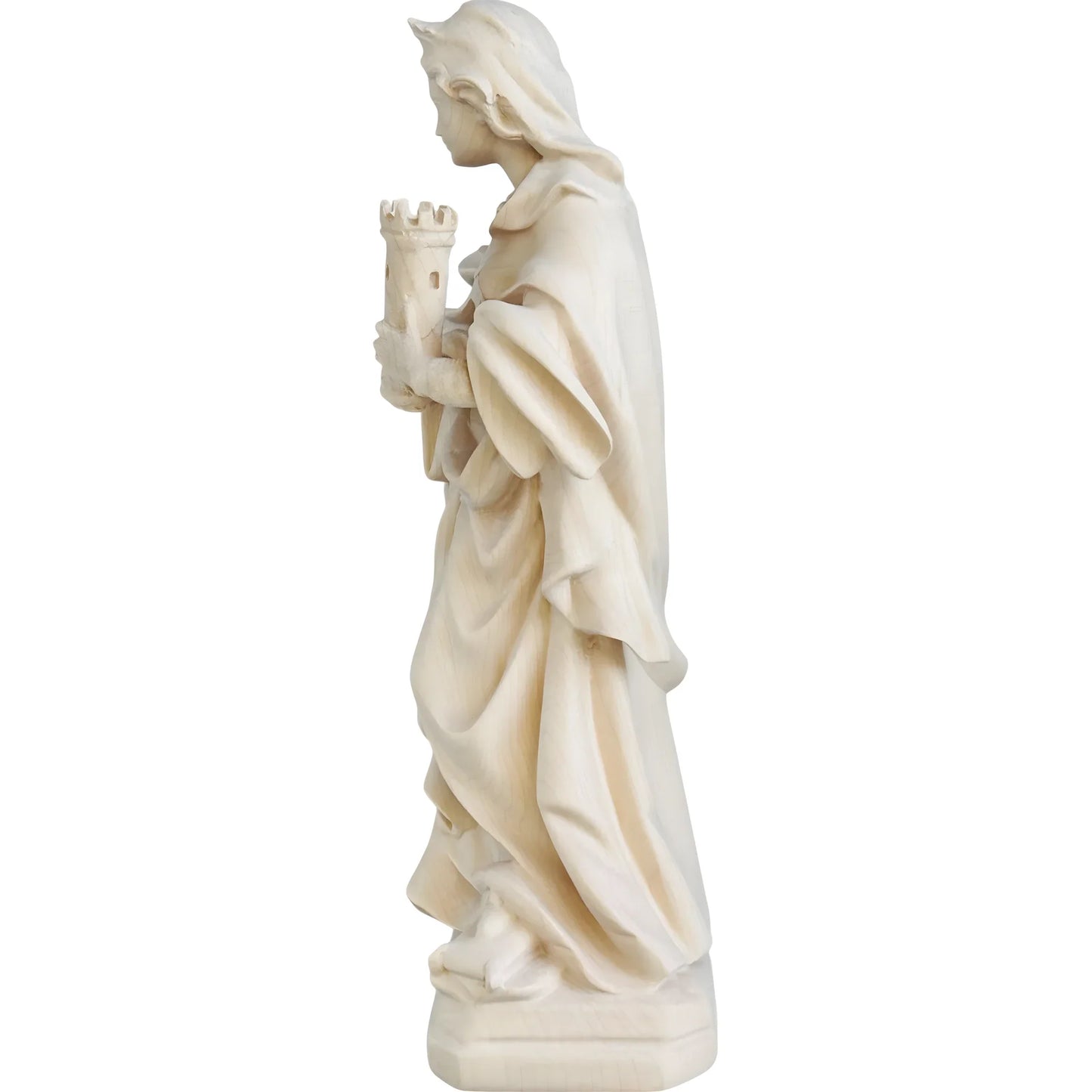Santa Barbara with Tower: Handcrafted Wood Carving from Val Gardena