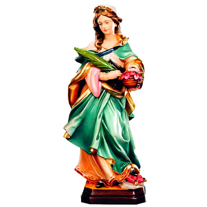 Saint Dorothy, Hand-Painted Wooden Statue, Val Gardena Craftsmanship