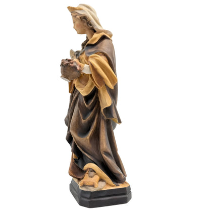 Saint Dorothy, Hand-Painted Wooden Statue, Val Gardena Craftsmanship