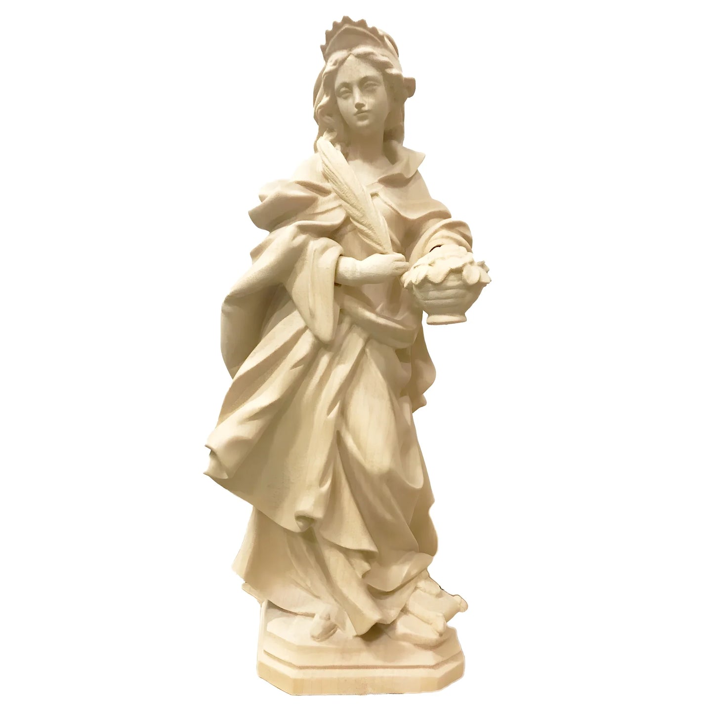 Saint Dorothy, Hand-Painted Wooden Statue, Val Gardena Craftsmanship