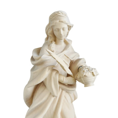 Saint Dorothy, Hand-Painted Wooden Statue, Val Gardena Craftsmanship