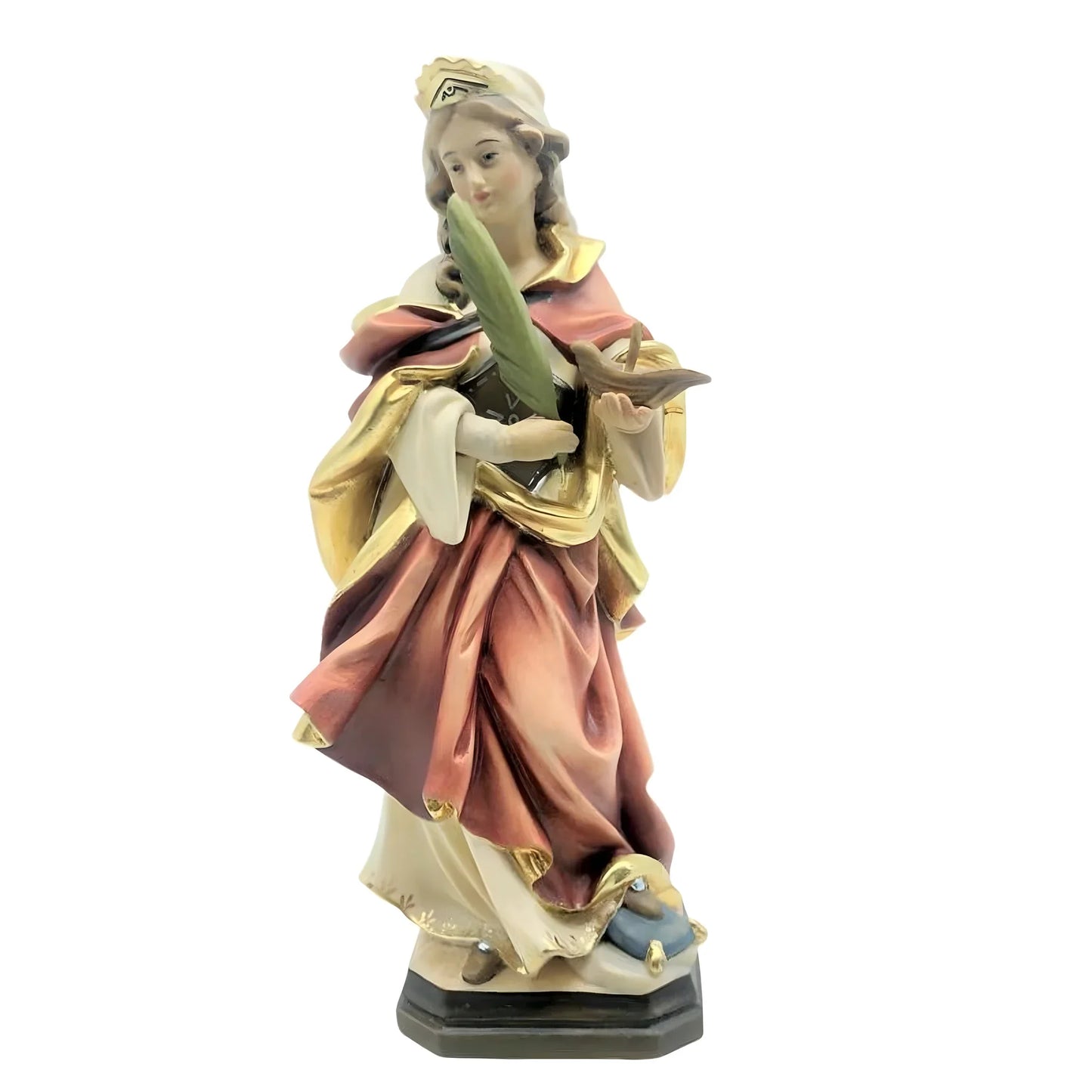 Saint Fermina Hand-Painted Wooden Statue from Val Gardena