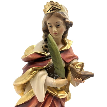 Saint Fermina Hand-Painted Wooden Statue from Val Gardena