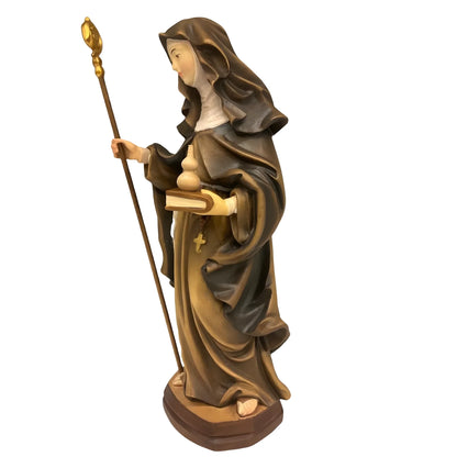 Saint Walburga Hand Carved Oil Painted Wood Statue Val Gardena
