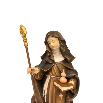 Saint Walburga Hand Carved Oil Painted Wood Statue Val Gardena