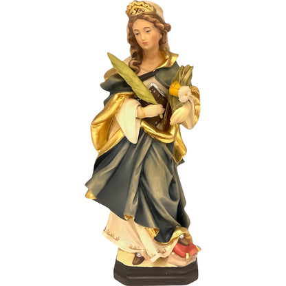 Saint Veronica Hand-Carved Wood Sculpture from Val Gardena