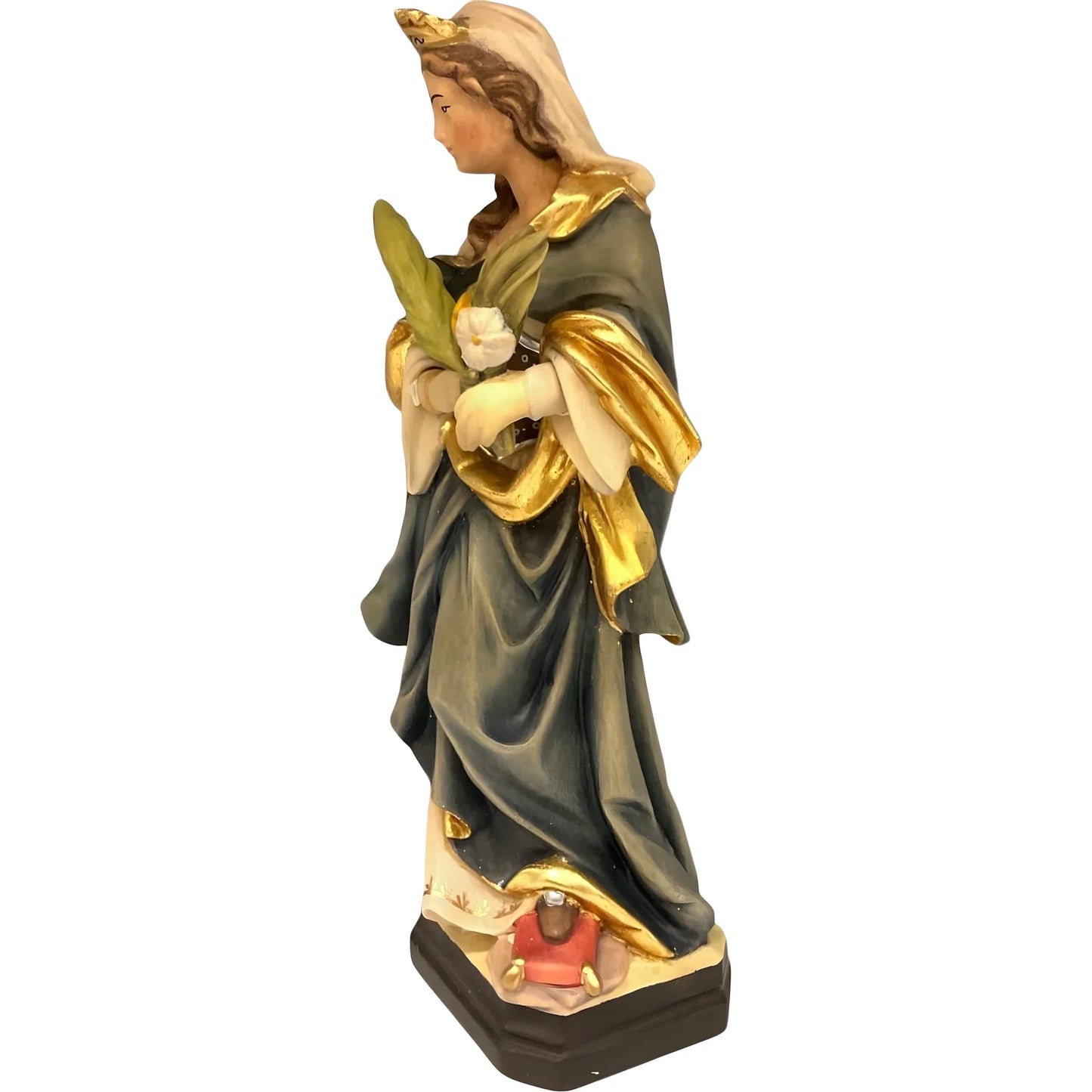 Saint Veronica Hand-Carved Wood Sculpture from Val Gardena