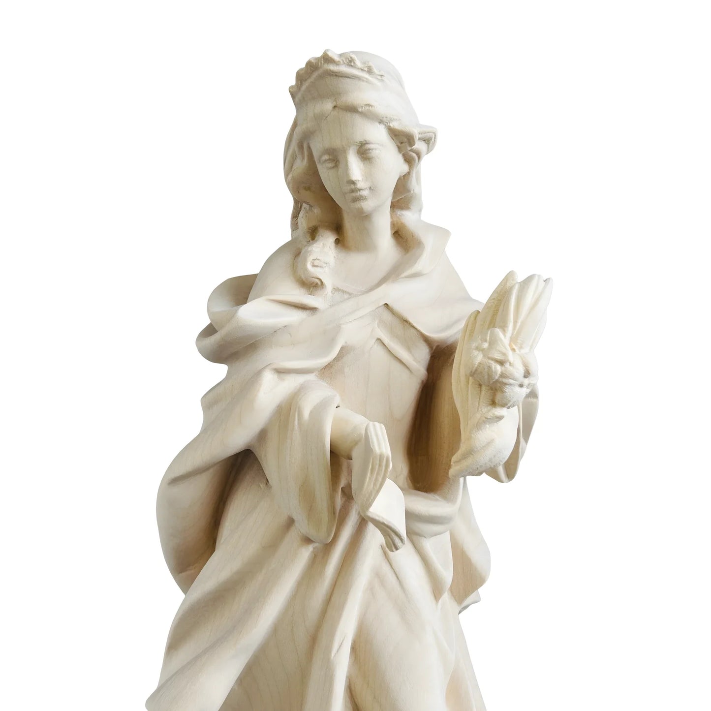 Saint Veronica Hand-Carved Wood Sculpture from Val Gardena