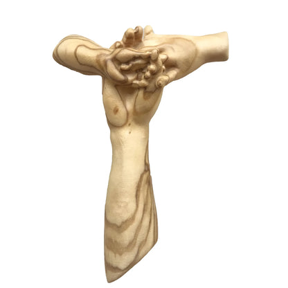 Handcrafted Wooden Sculpture Intertwined Hands - Symbol of Peace and Unity