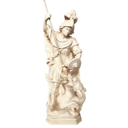 Artistic Sculpture St. George and the Dragon in Carved Wood | Val Gardena